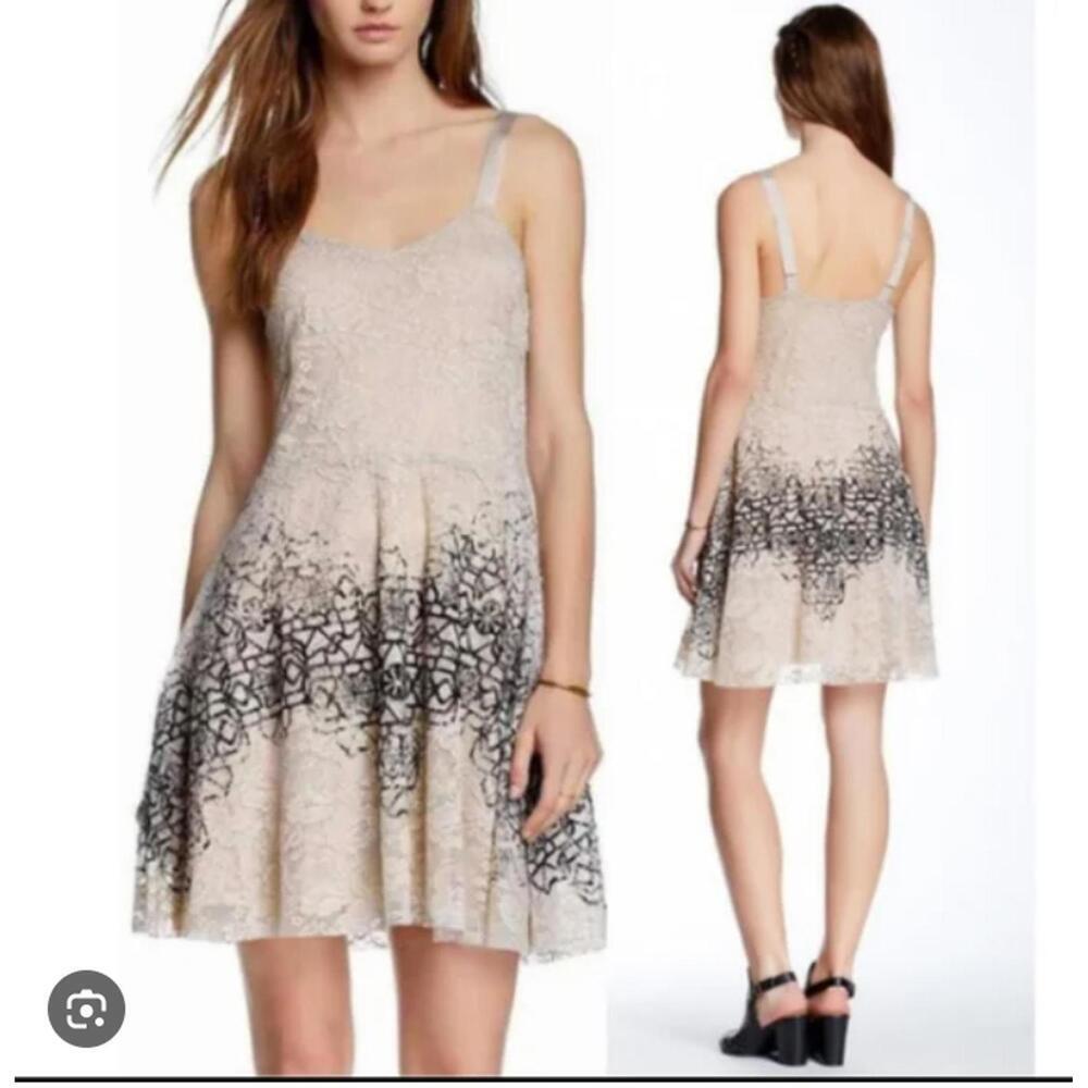 Free People Women’s Tan Dress with Black Accents - Size XS